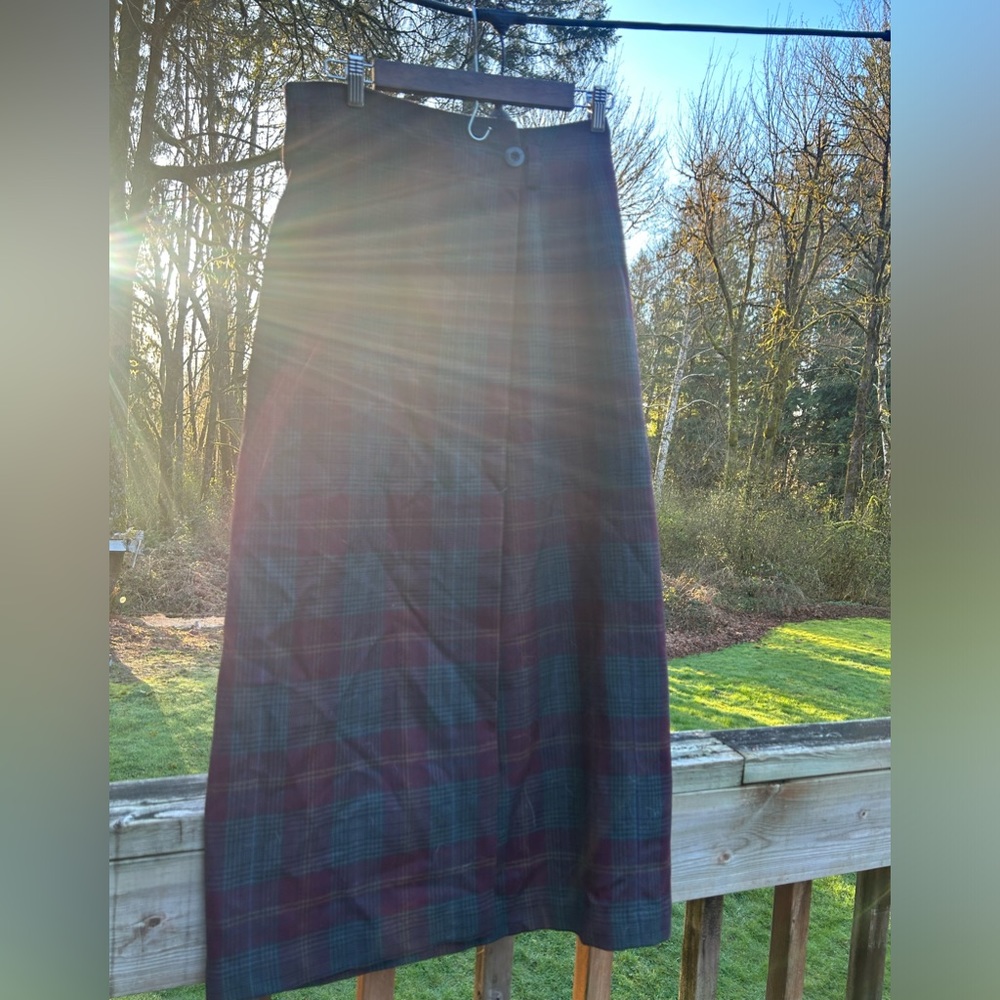 Vintage Eddie Bauer wrap tartan plaid skirt lined